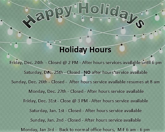 Holiday Hours